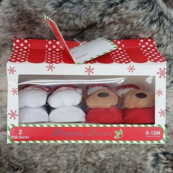 Stepping Stones 2‎ Pk Christmas Plush Socks - Picture 1 of 8